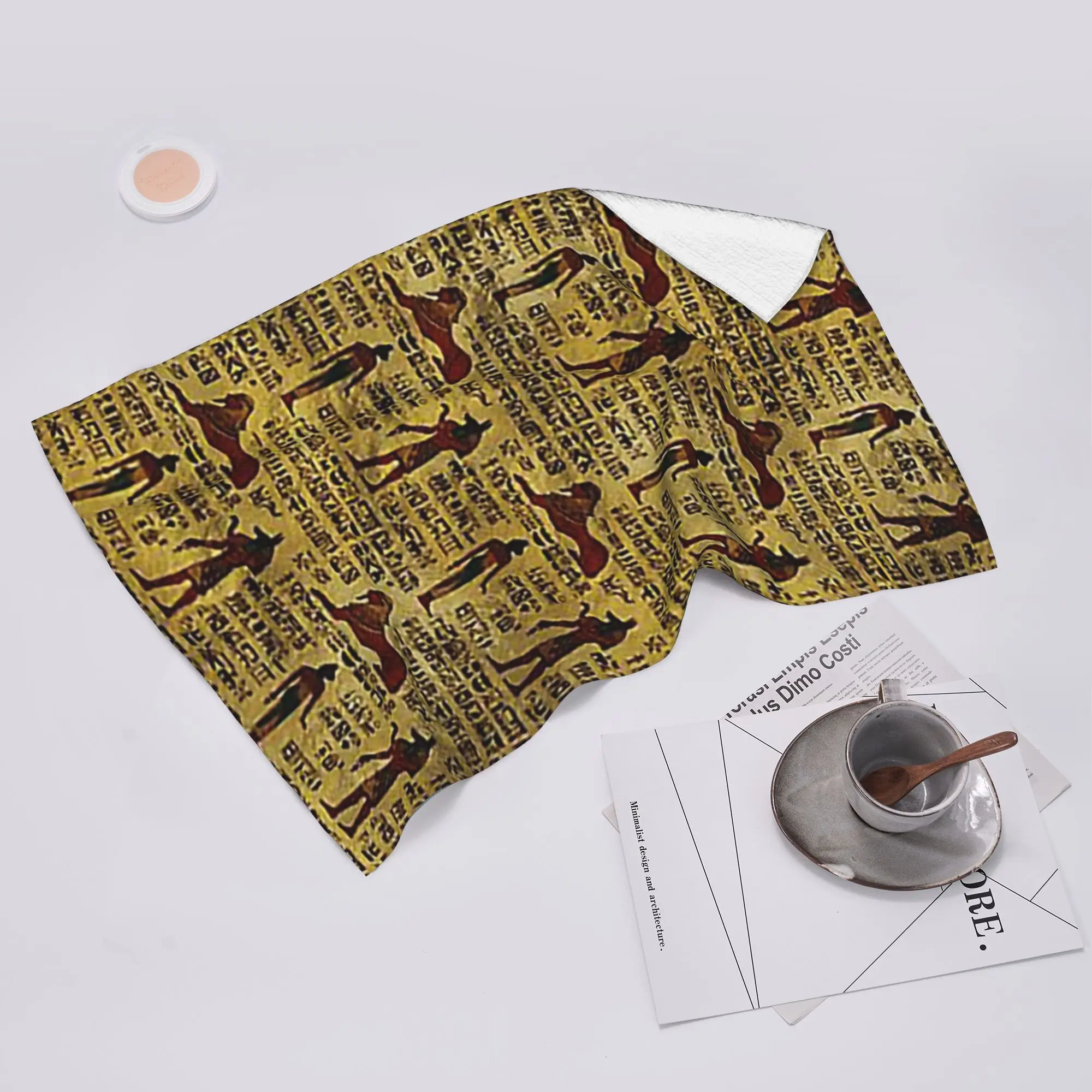 Custom Egyptian Decorative hieroglyphics Pattern Soft Face Towel Quick Dry Pool Bath Cotton Towels Absorbent