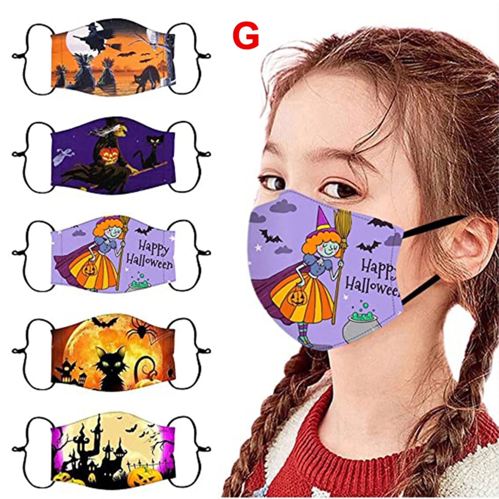 Halloween Theme Patterns Children Mask Breathable Lovely Design Kid Mask for School Boys and Cool Girls