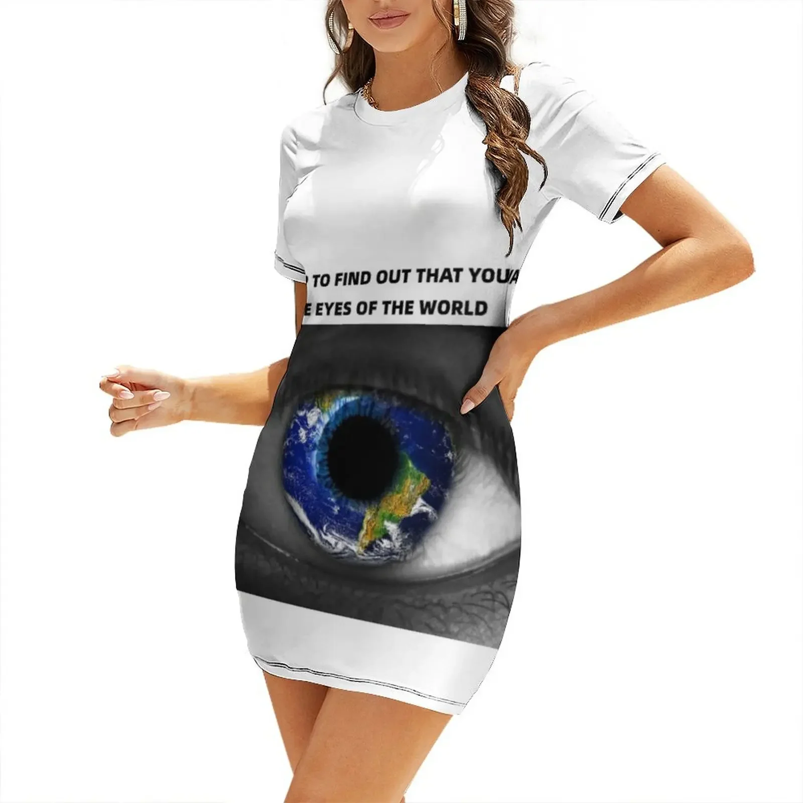 

Eyes of the World Short-Sleeved Dress cocktail dresses dress for woman Women's summer suit Dress