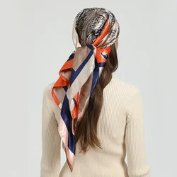 Fashion Scarf For Women Silk Satin Print Kerchief Head Scarfs Female 90cm*90cm Square Shawls Wraps Neck Scarves For Ladies