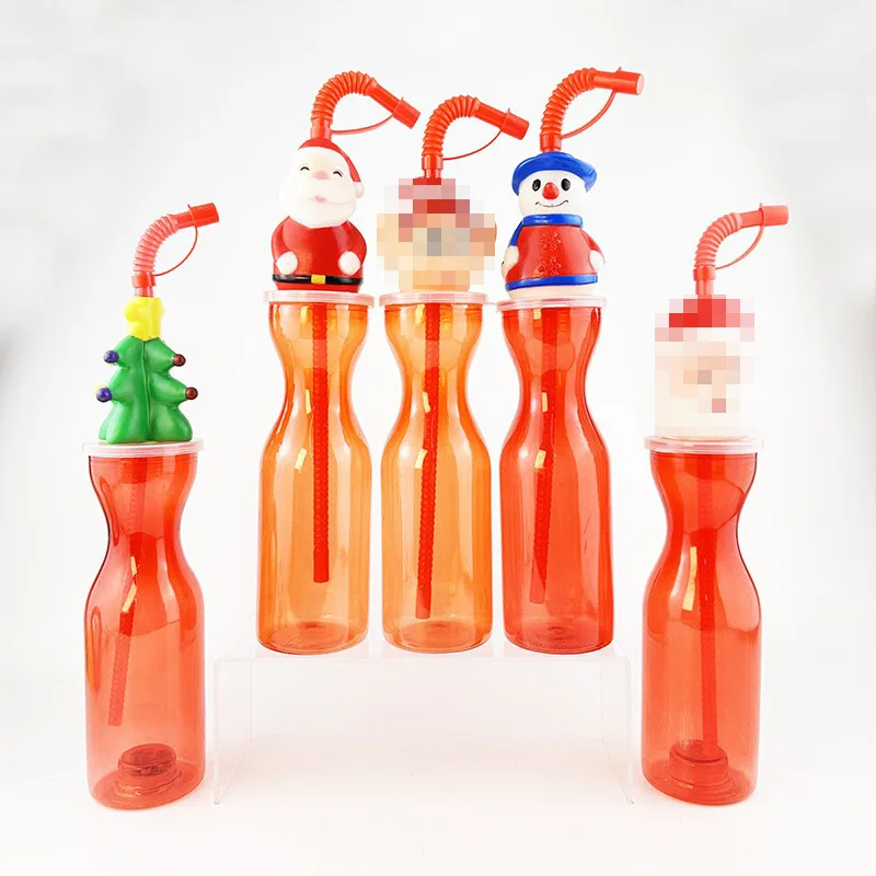 

Chrsitmas Theme Cartoon Design PET Plastic Straw Cups with Birthday Holiday Party Supplies Party Juice Cup Decorations For Kids
