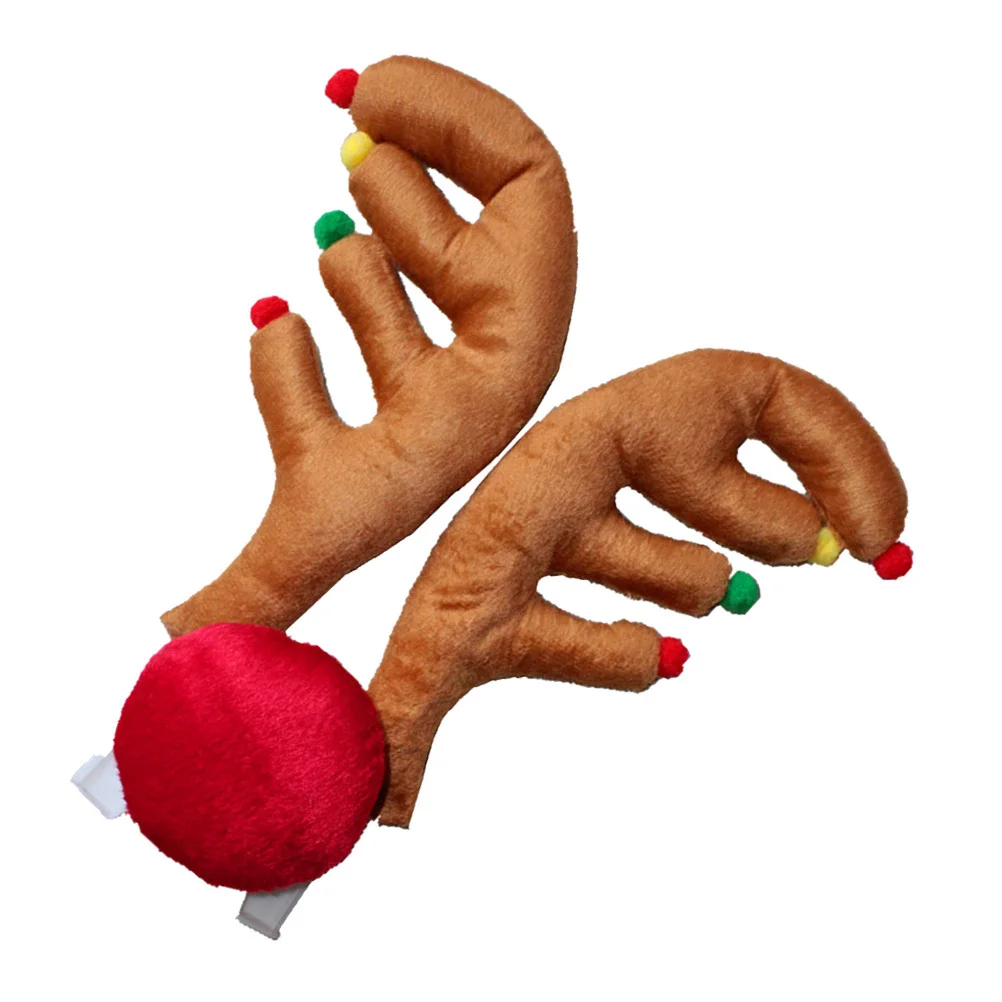 

Reindeer Antlers Decor For Car Premium Fabric Christmas Decoration Kit Durable Wear-Resistant Easy Install No Tools Needed
