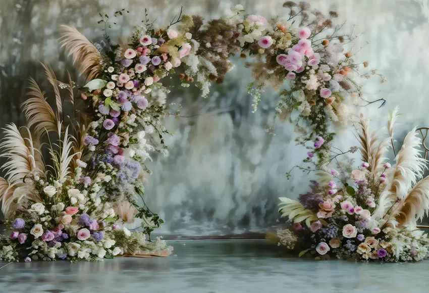 Mehofond Photography Background Vintage Boho Blooms Grass Backdrops Maternity Portrait Rustic Rooms Floral Arches Door Photozone