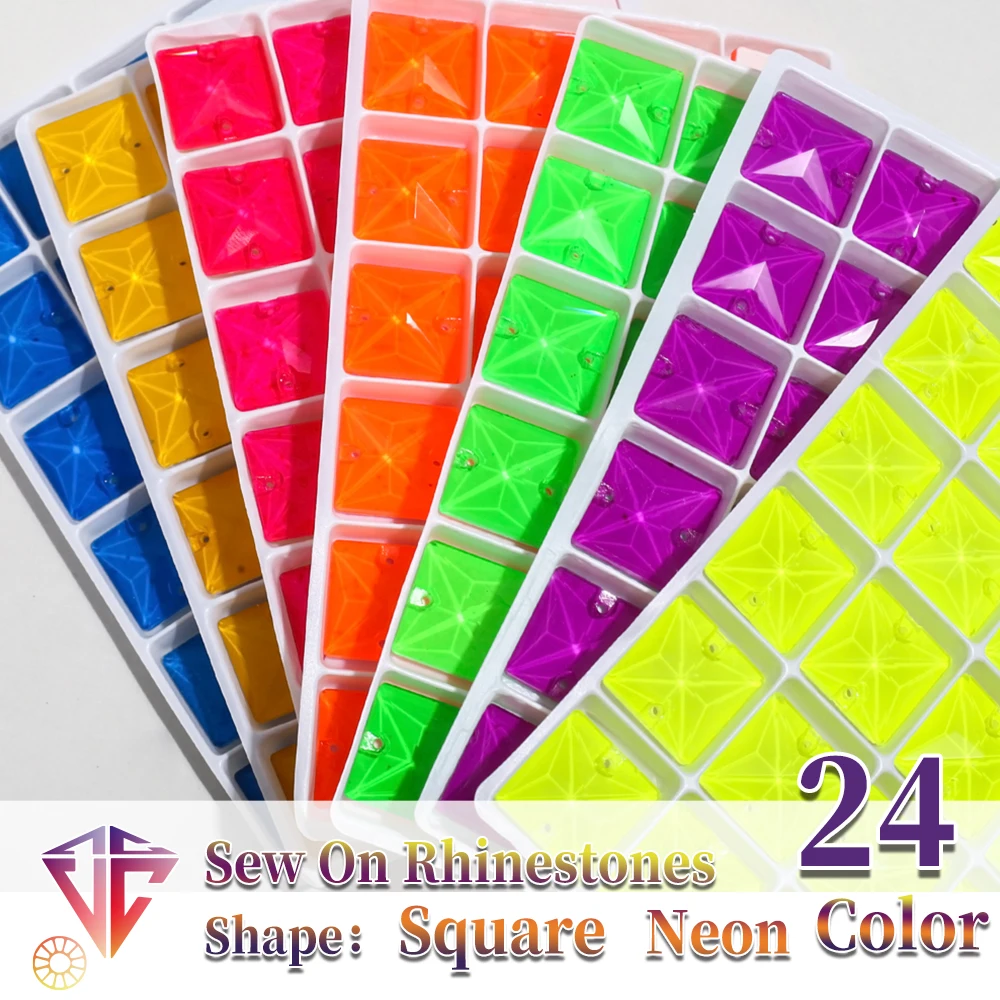VC Quadrat AAAAA Neon Rose Glas Nähen Auf Strass Nähen Kristall Flatback Steine Für Kleidung Zubehör Hochzeit Kleid