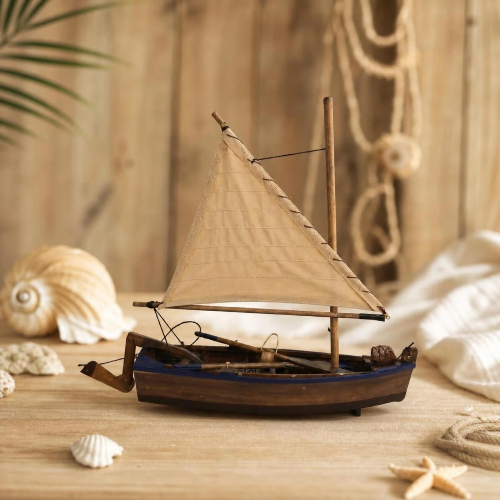 Model Sailboat with Cloth Sails Nautical Wooden Sailboat Sailing Boat Model Ocean-Themed Decoration Marine for Collectors, Desk - view 4