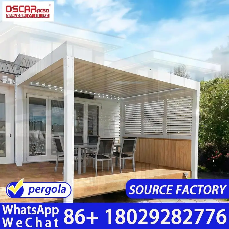 Large Outdoor Metal Gazebo with Sliding Doors Summer Party Rain Resistant Pergola for Backyard Garden Buildings pergola