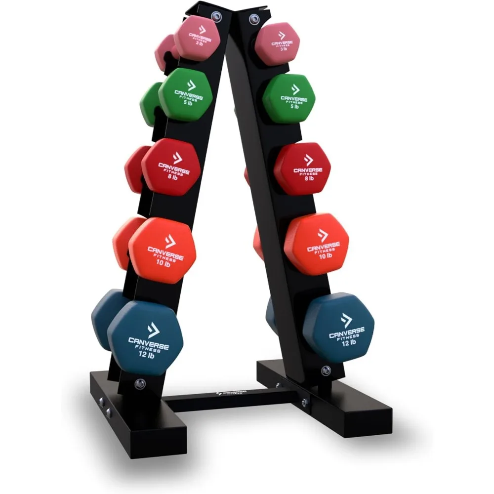 Workout Dumbbells Weights - Non Slip, Anti Roll Exercise & Fitness Dumbbells Combo With Rack