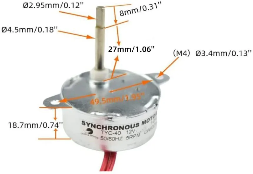 CHANCS Synchronous Motor TYC-40 AC 12V 5RPM CW/CCW Flat Shaft 35MM for Fiber Optic Light Christmas Ornamen 2PCS