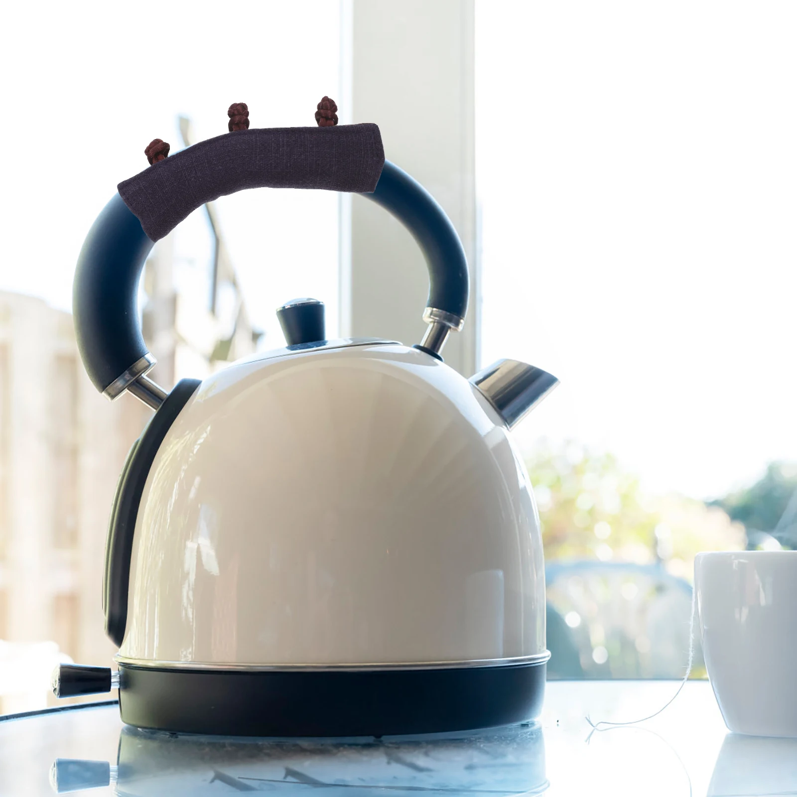 

Teakettle Handle Cover Heat Insulation Pad for Teapot Pan Covers Resistant Decorative Cotton Linen Non Slip Easy Installation