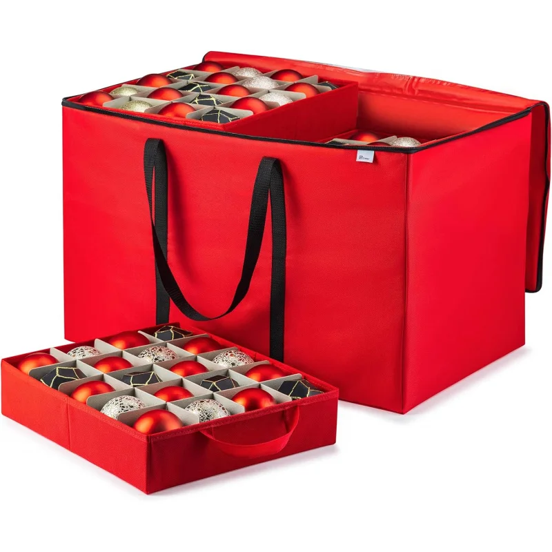 

Коробка для хранения рождественских украшений — вмещает 200 украшений диаметром 3 дюйма с отдельными лотками — износостойкая ткань Оксфорд 600D