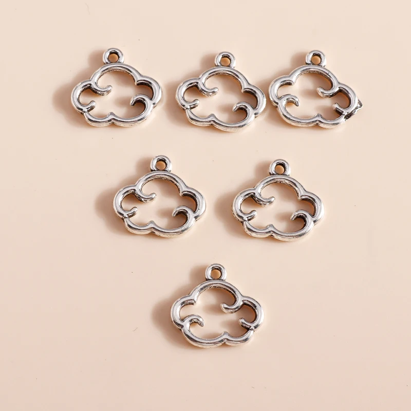 Leslie 30 Stück Charms 13x15mm Antik-Silberfarbene Schwebende Wolken-Anhänger für DIY Handgefertigte Schmuckherstellung Zubehör – Detail 2