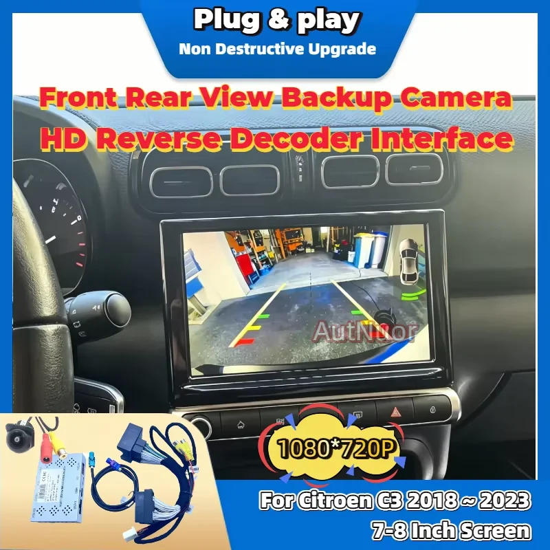 Parking Reverse Camera Kit Special for Citroen C3 2018-2023 7-8 inch Original Screen Plug&Play HD Front Rear Camera Car Gadgets