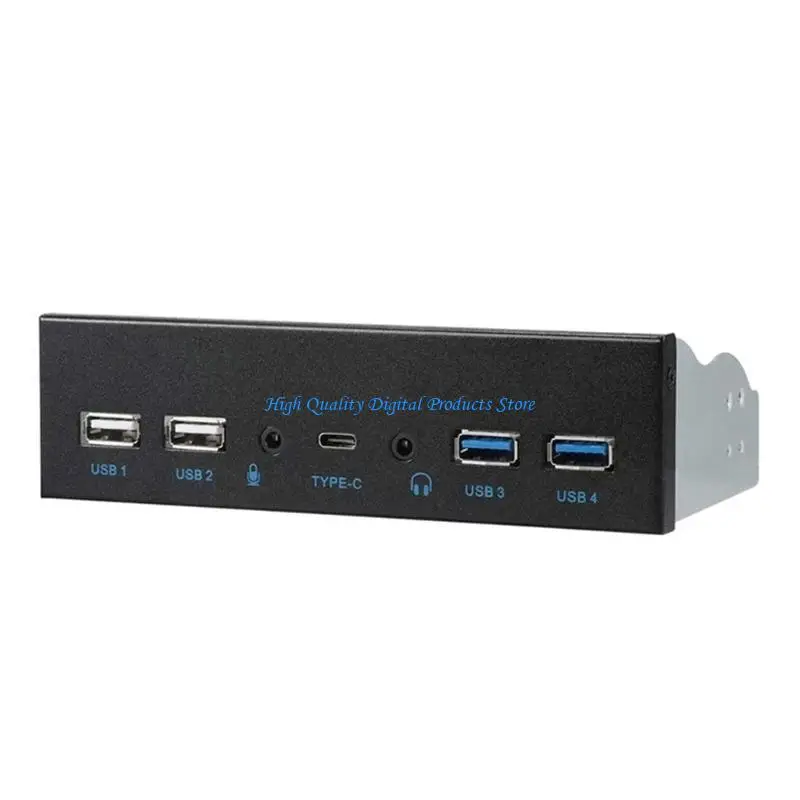 U2JE USB C Hubs Drive Front Panel 2 Port USB3.0 + 2 Port USB 3.1 TypeC 19 Pin 3.5mm Optical Drive Bay Panel