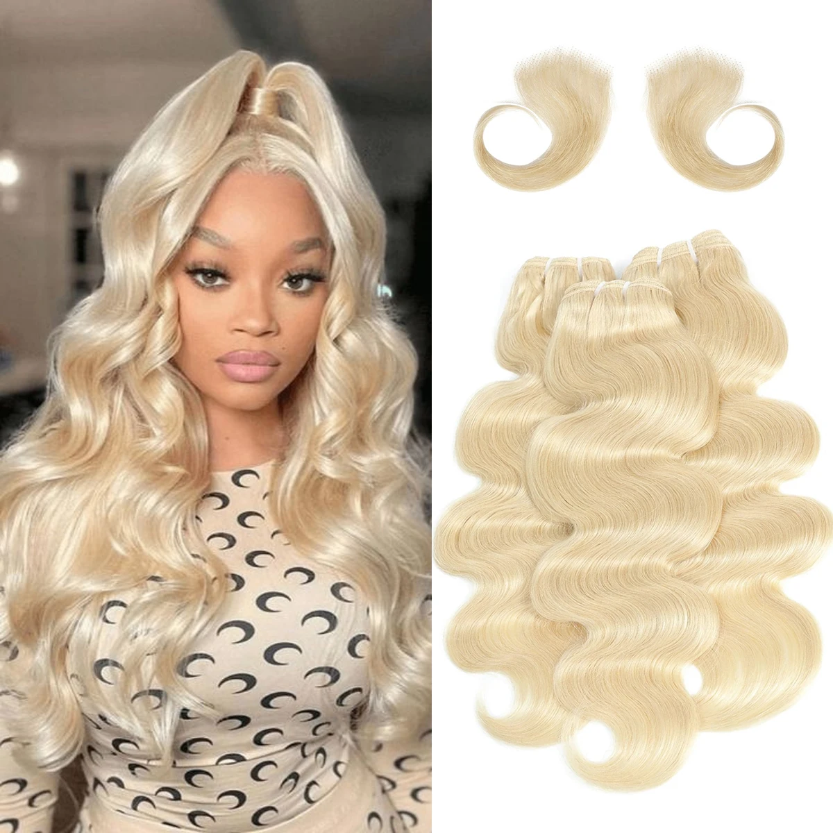 613 Blonde Human Hair 3Bundle 20Inch Braiding Deep Wave Bulk Hair for Human Hair Extensions for Boho Braids with baby hair