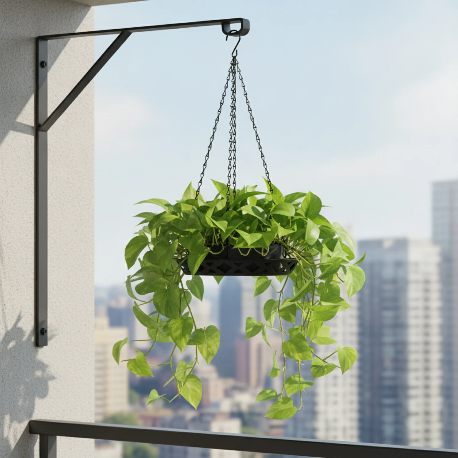Metal Hanging Basket with Hook Black Hanging Planter with Chains Plant Hanger Openwork Decorative for Gardeners, Patio, Balcony