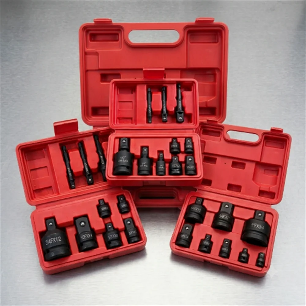 CR-MO Steel Impact Socket Adapter Reducer Set Drive Converter for Air Impact Wrench Multi-Sized Socket Set with Case