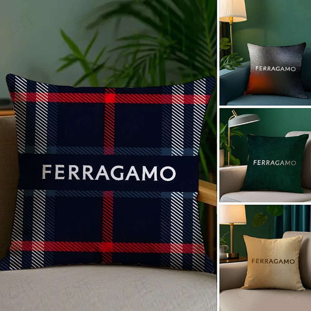 classic passion F-Ferragamo Pillow Case Anti-dustmite Pillowcase Invisible zipper silky short plush Sofa cushion cover