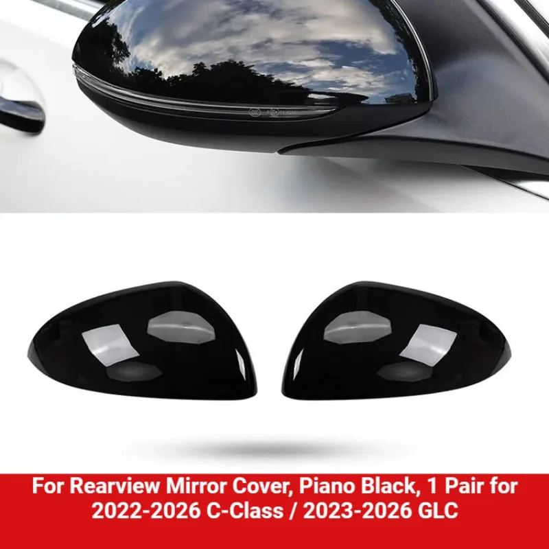 For Horn Style Rearview Mirror Cover Exterior Trim Fit For Mercedes‑Benz C‑Class A‑Class CLA E‑Class GLC CLE