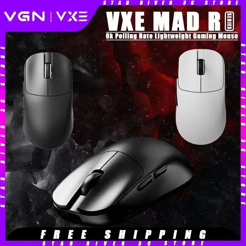 VXE MAD R MAJOR Mouse PAW3950 Sensor 8k Polling Rate FPS Lightweight Wireless Gaming Mouse Customized Pc Gamer Accessories