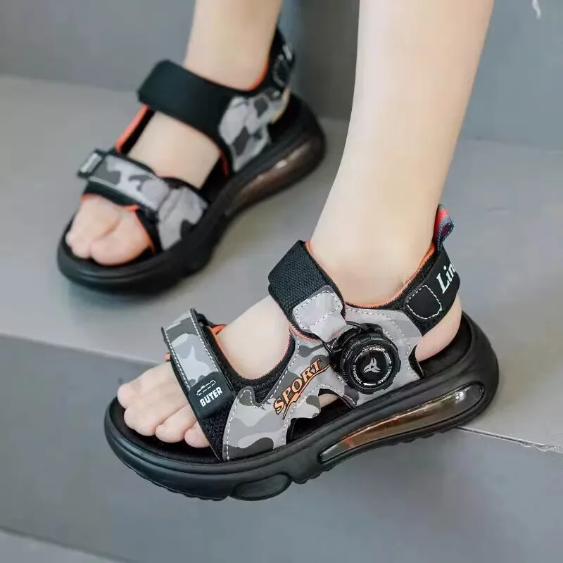 

Kids'Casual Shoes Sandals Solid Color Buckle PU Leather Summer Flat Shoes For Girls Anti-slip Blue Orange Shoes Size 26-37