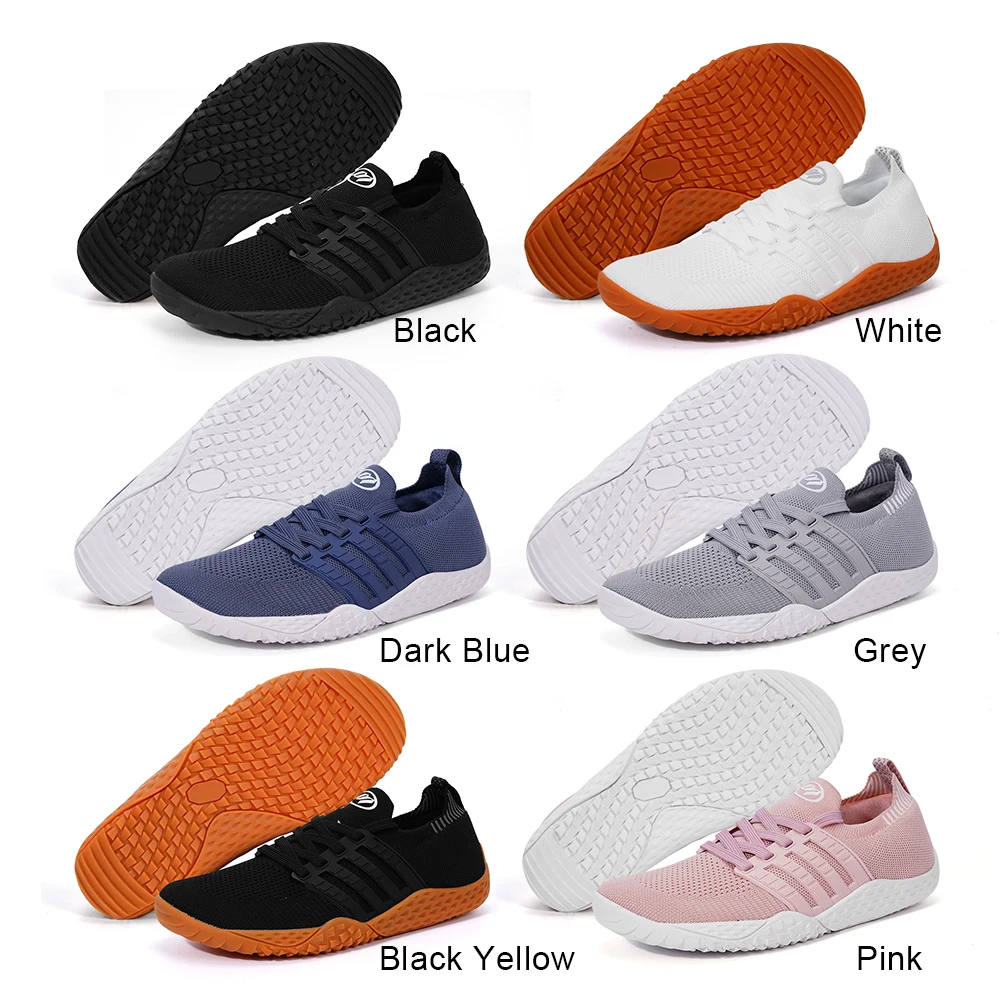 Unisex Wide Barefoot Shoes Breathable Wide Toe Cross Trainer Lightweight Trekking Shoes Mesh Running Sneakers for Outdoor Sports