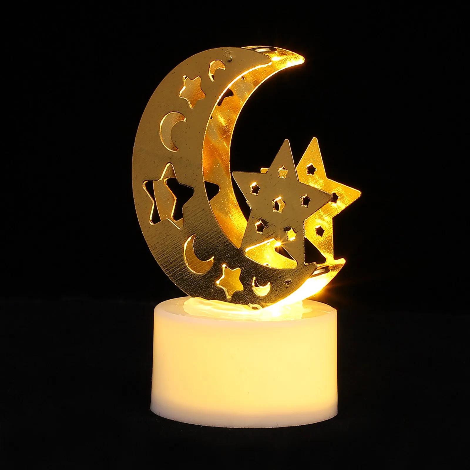 Eid -Fitr LED Lamp Decor Creative Ramadan Festival Light Ornament Indoor Decorative Lamp with Stable Flat Base Artistic Design