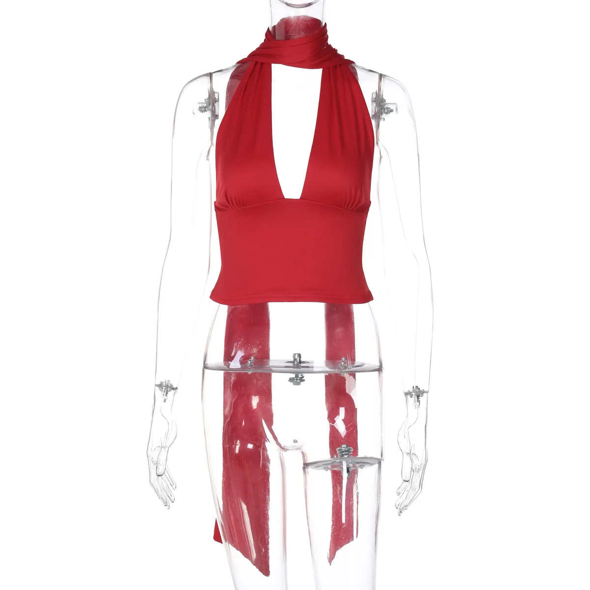 

Sleeveless Halter Backless Bodycon Corp Top Solid Sexy Elegant Y2K Clubwear Street Summer Vest Bandage Hollow Hanging Neck Tops