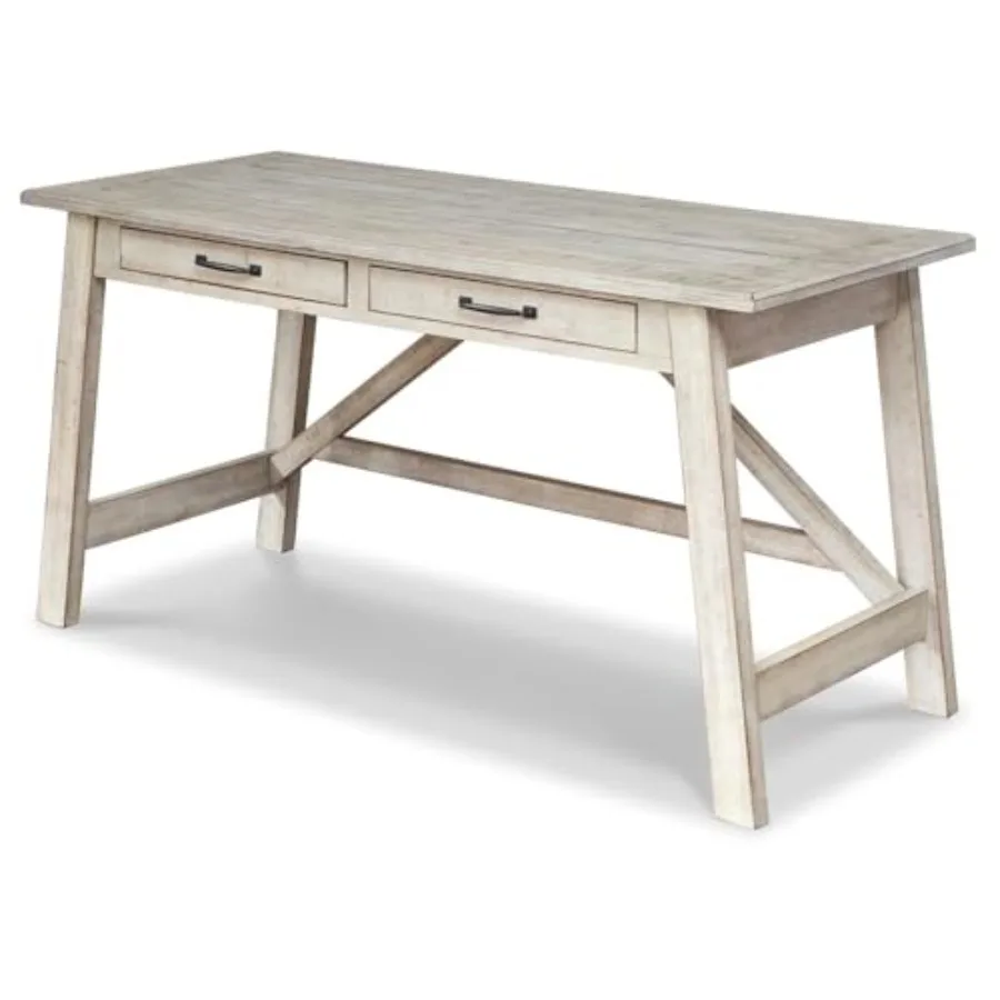 

Carynhurst Farmhouse Large Leg Home Office Desk, 2 Storage Drawers, Vintage Bronze Hardware, Wood, 60.25" Wide, Antique White