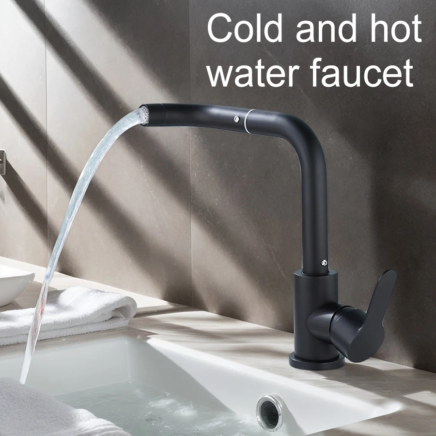 

1 Set of 360-Degree Rotatable Faucet Design Bathroom Vanity Basin Hot and Cold Mixer Stainless Steel Faucet, 23Cm/9.06In Height, Single-Hole Countertop Installation, Matte Black, Special for Above-Counter Basins, with Installation Accessories