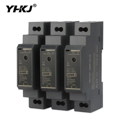 HDR-15 Series Switching Power Supply DIN Rail Type Transformer Ultrathin  Mounting DC 5V 12V 24V 36V 48V 15W