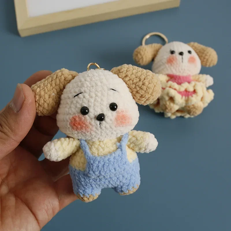 

Creative Small Dog Doll Couple Keyrings Cute Puppy Doll Crochet Keychains For Backpack Pendant Knitted Puppy Keyrings Wholesale