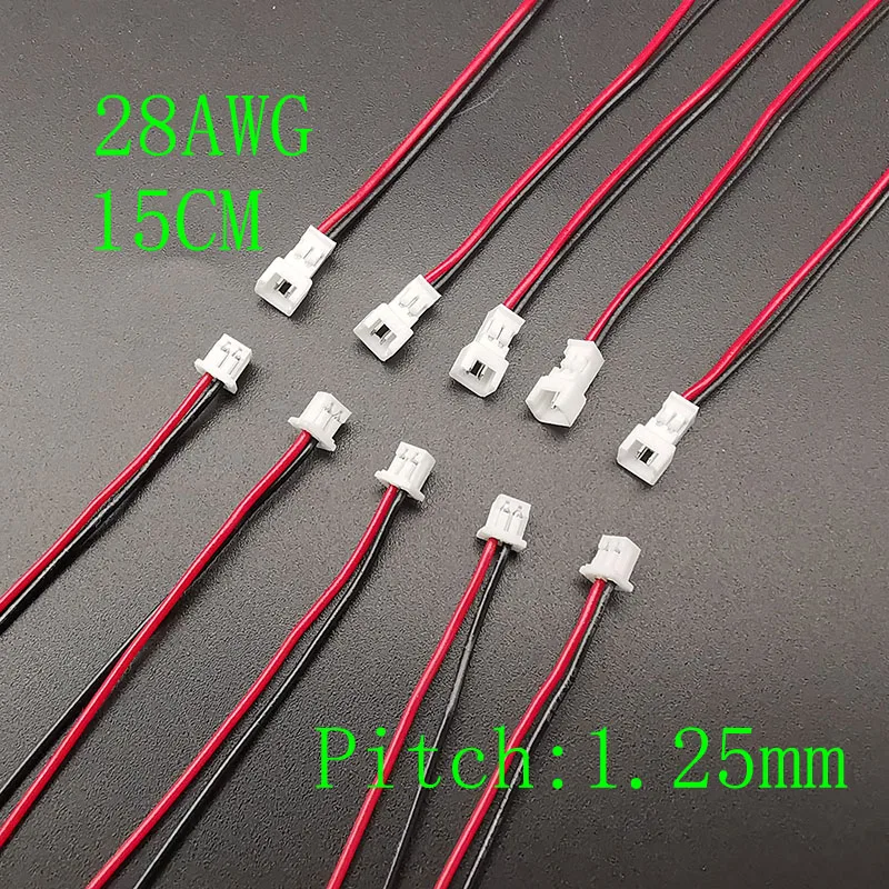 5/10 Paar Mini Micro JST 1,25 mm/PH 2,0 mm/XH 2,54 mm Rastermaß 2-poliger männlicher weiblicher Steckverbinder mit Drahtkabeln