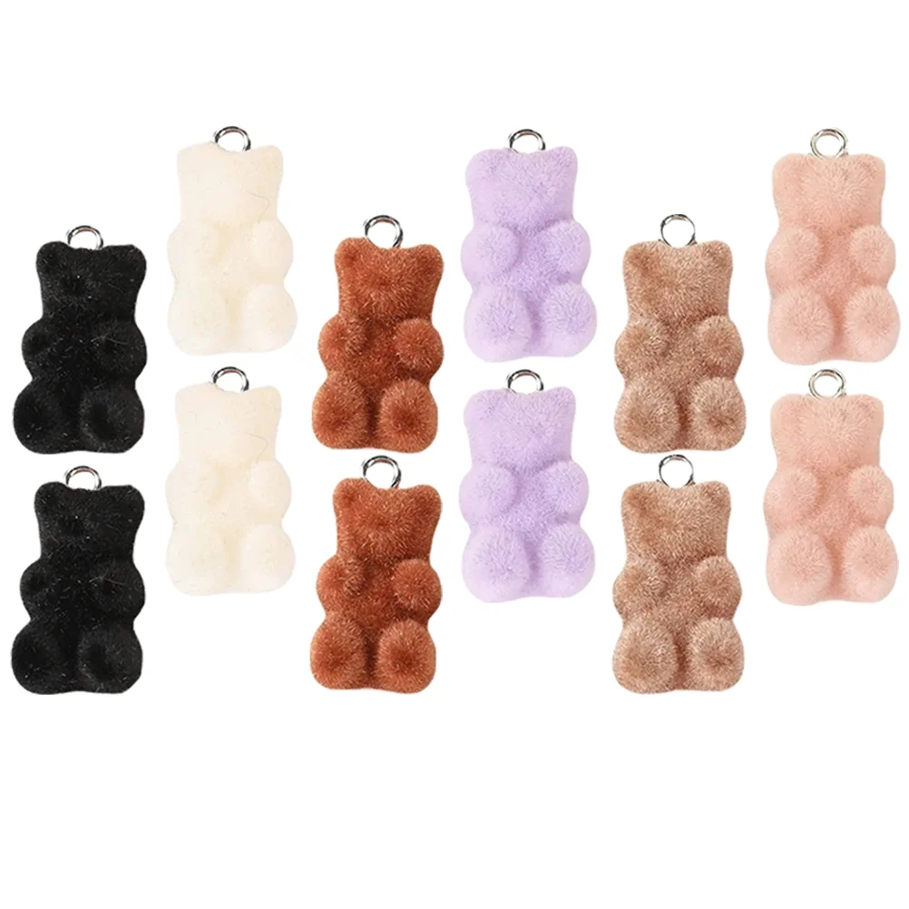 

12 Pcs Bear Earring Accessories Jewlery Key Fob Charms for Earrings Necklace DIY Pendants Jewelry Resin