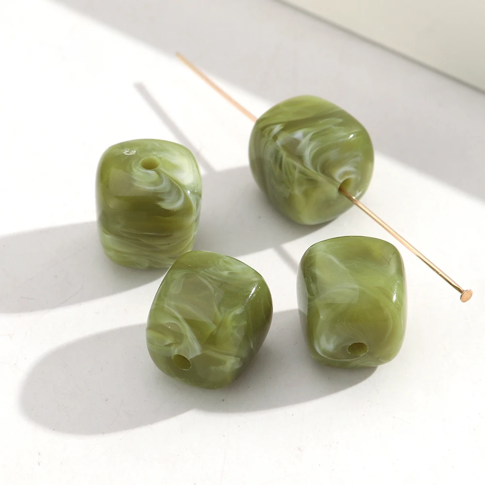 10 stks Marmer Kleur Acryl 16x17mm Vierkante Kubus Vorm Losse Spacer Kralen voor DIY Sieraden Armband Ketting Oorbellen Accessoires