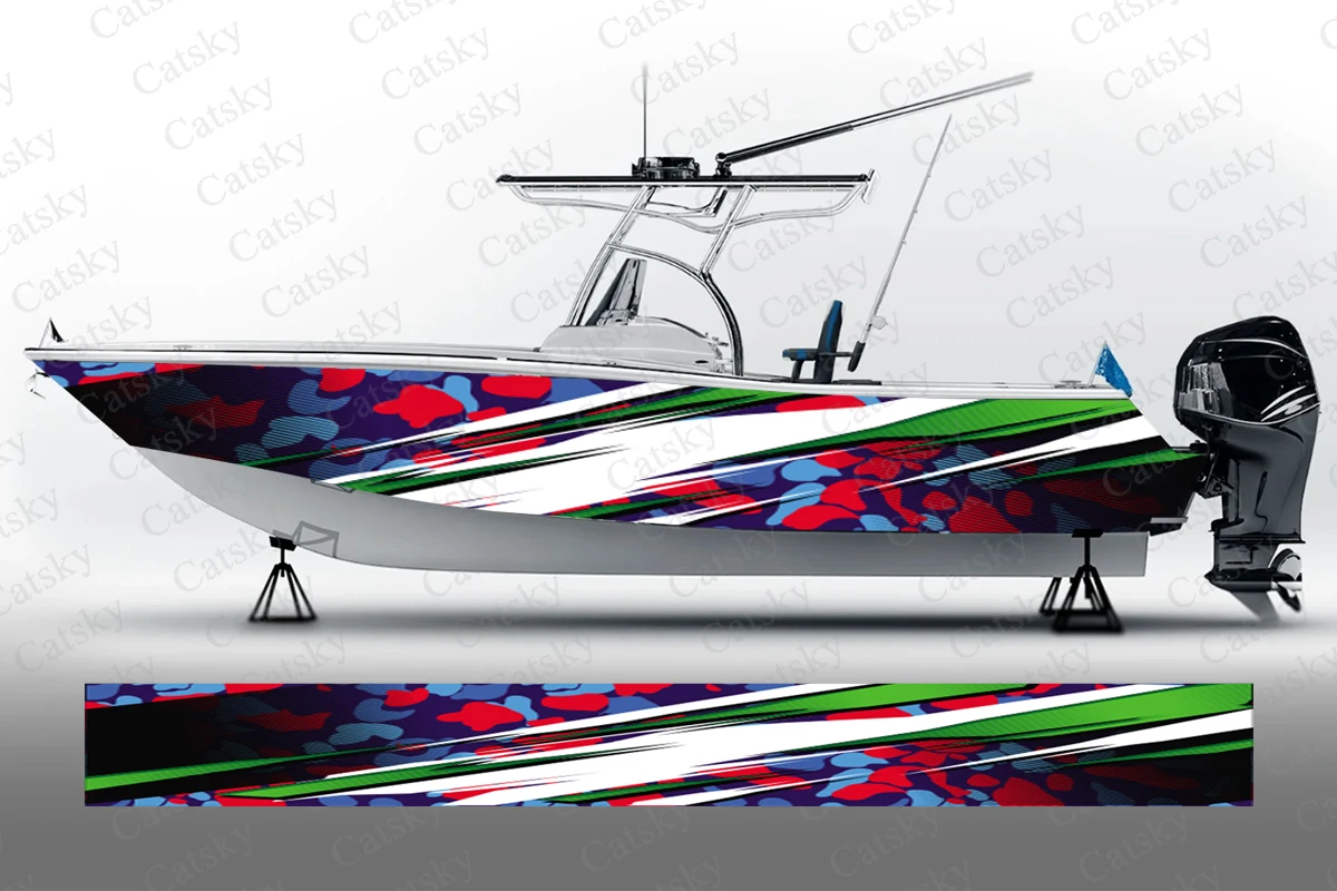 Camouflage stripe graphic Sticker Vinyl Boat Pontoon Deck Boat Fishing Self Adhesive Decorative Boat Decal Sticker