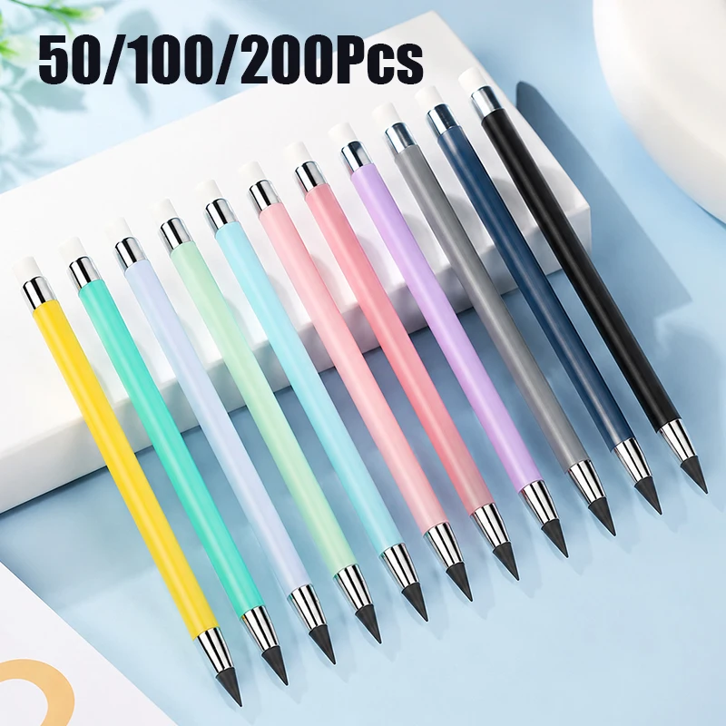 50-100-200本入り-再利用可能-無限筆記鉛筆-携帯用-削らない学校用鉛筆