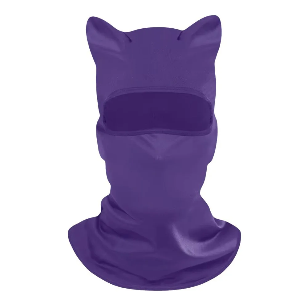 Polyester Fiber Cat Ear Face Mask Soft Sun Protector Balaclava Hat Quick Dry Windproof Full Face Cover Outdoor Activities