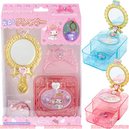 Japan Sanrio Shine Mini Dresser Little Twin Stars Cinnamoroll Hellokittys Mymelody Desktop Organizer Mirror Jewelry Box Comb Set