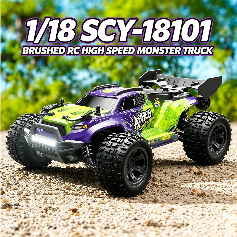 Scy-18101 1/18 4wd Brushed Rc Monster Truck, 2.4g High Speed Off-Road Remote Control Car With Led Lights, Full Scale Hobby Model