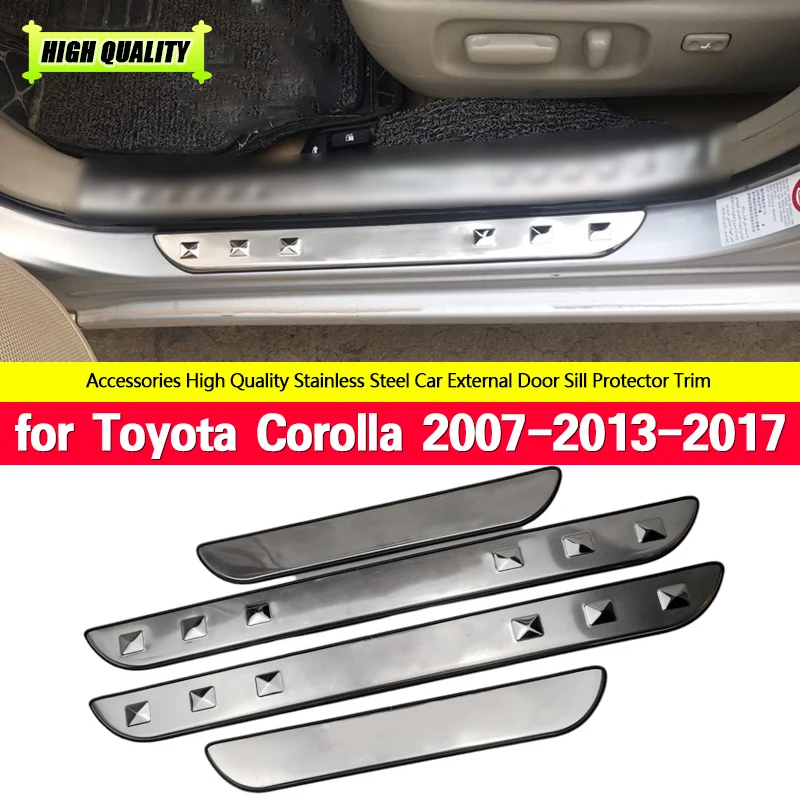 For Toyota Corolla 2007 2008 2009 2010-2013-2017 E140/E150 Door Sill Scuff Plate Stainless Steel Welcome Pedal Accessories