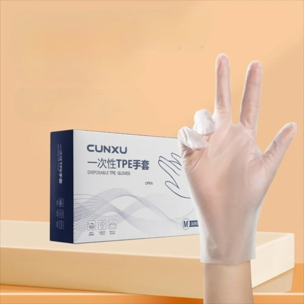 Boxed TPE Disposable Gloves Slightly Elastic Disposable Kitchen Gloves TPE Material Micro Elastic Gloves Baking Use