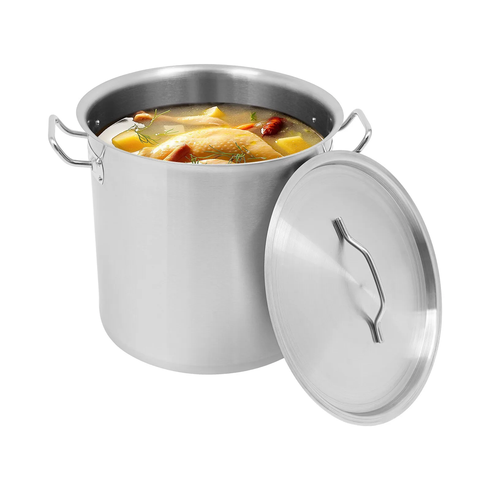 

Stainless Steel Stockpot 34.9qt/ 33 L Large Capacity Fast Heating Universal Stove Compatible Brushed Silver Easy Clean Home