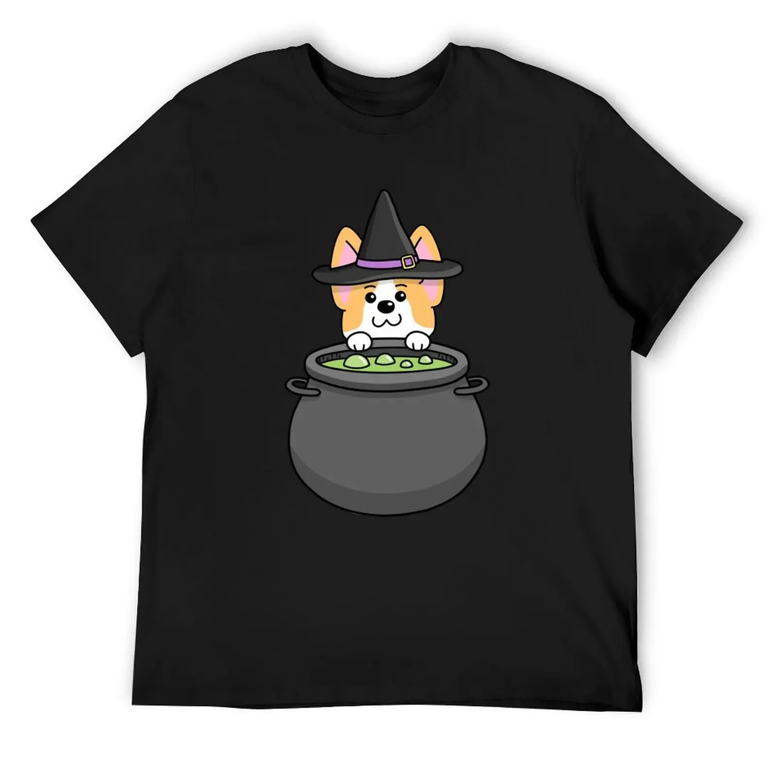 Corgi Wizard Witch Cauldron Potion T-Shirt korean fashion blue archive summer tops mens graphic t-shirts hip hop