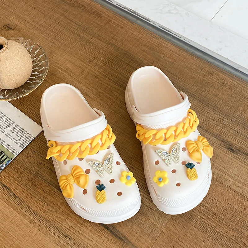 Colorful Chain Hole Shoes Accessories DIY Butterfly Flower Shoe Buckle Butterfly Garden Sandals Charms Decoration Kids Gifts