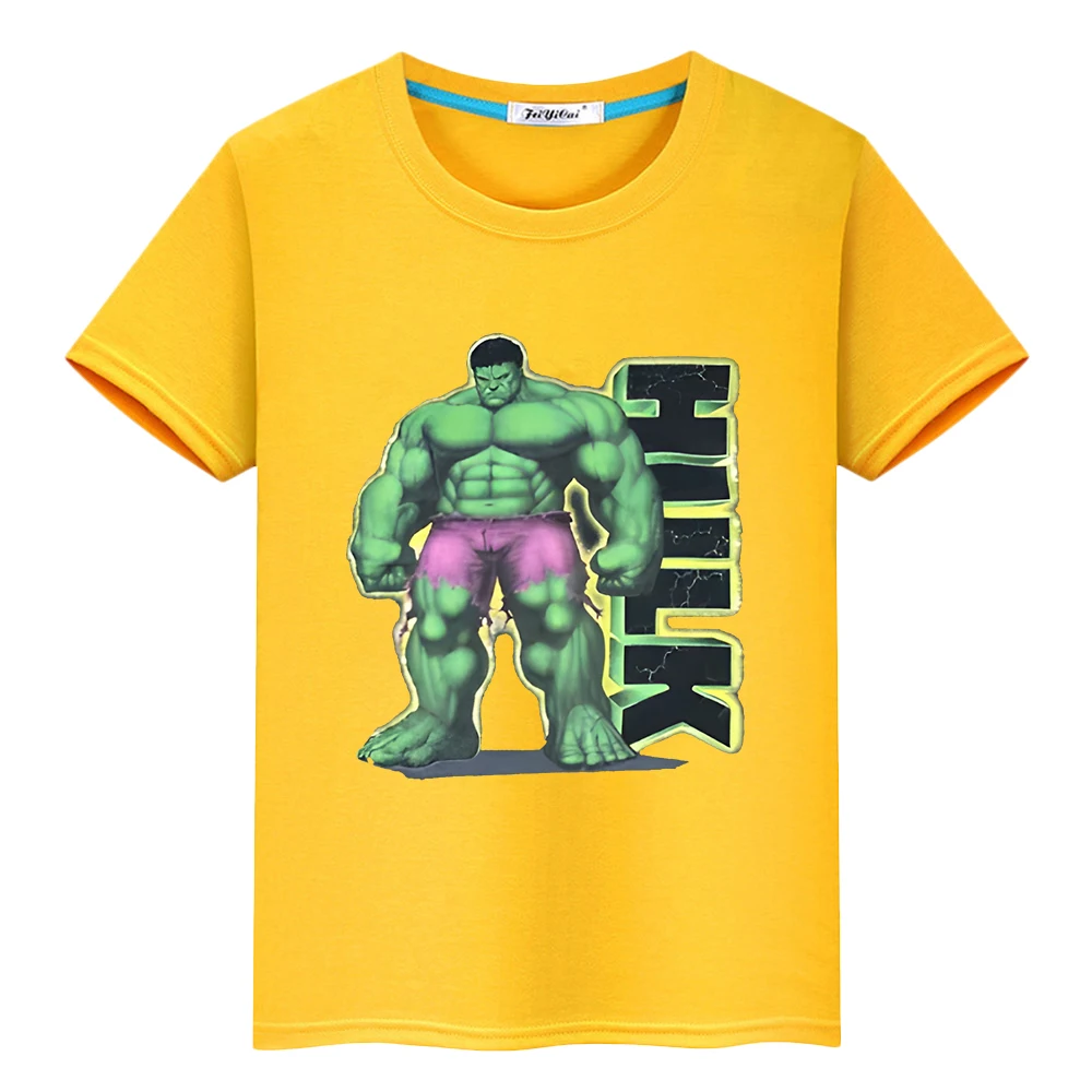 The Hulk Print 100%Cotton Kawaii t shirt for kids boys 10year Marvel pride tshirt Anime Short y2k one piece kids clothes girls