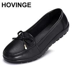 HOVINGEGenuine skórzane damskie buty wsuwane Slip-on wygodne mieszkania mama panie buty kobieta wiosna kobiety buty Plus rozmiar 34-43