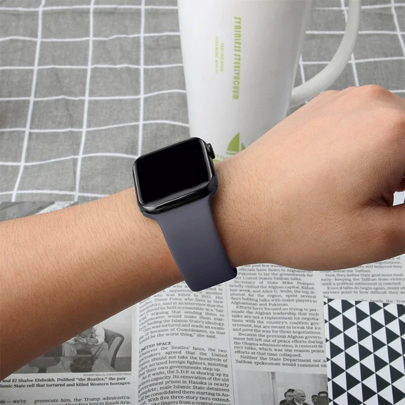 애플 워치 밴드용 실리콘 스트랩 팔찌, 한국 아이워치 시리즈 울트라 10, 9, 8, 7, 6, SE 5, 46mm, 42mm, 44mm, 40mm, 41mm, 45mm, 49mm, 38mm