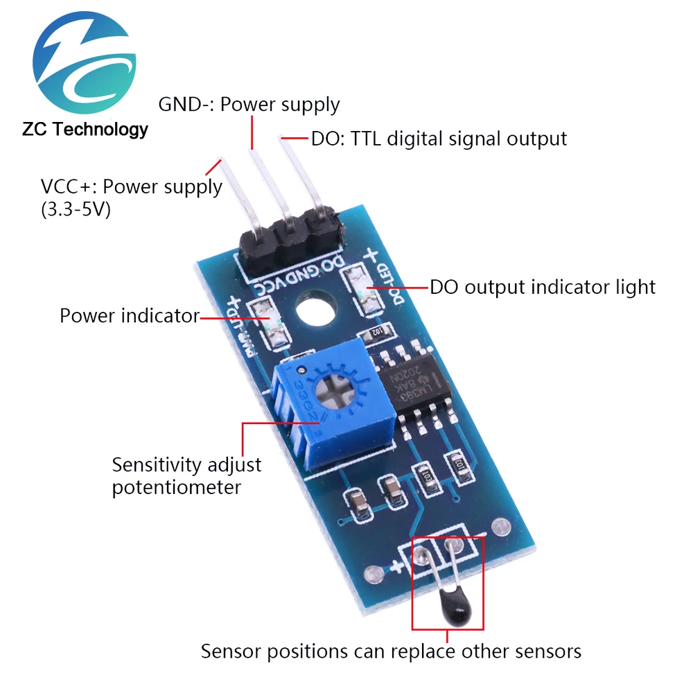 Модуль датчика температуры термистора, модуль термодатчика, цифровой выход/переключатель контроля температуры для Arduino