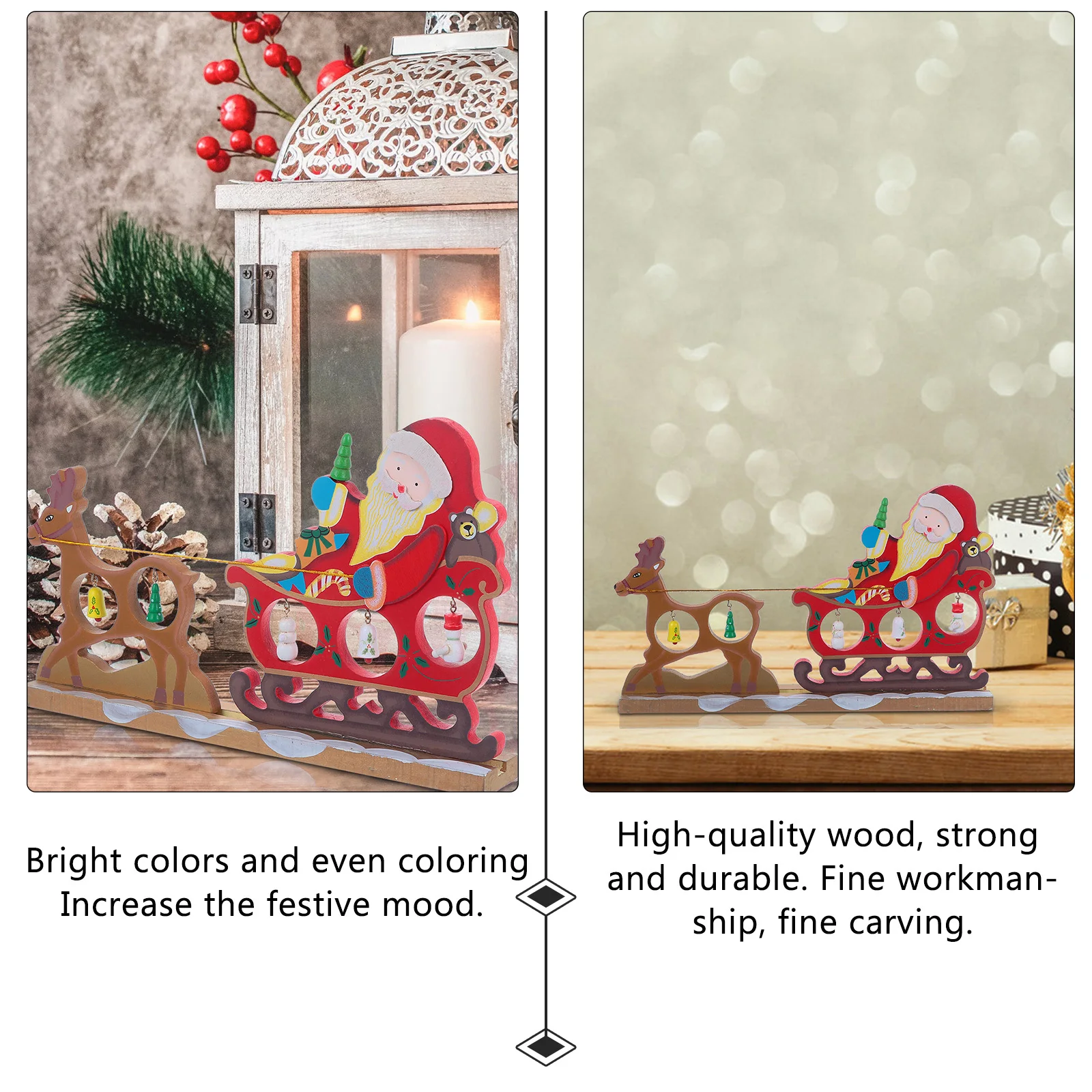 

1Pcs Wooden Santa Claus Christmas Ornament Desktop Decoration Eco Friendly Xmas Display for Living Room Table