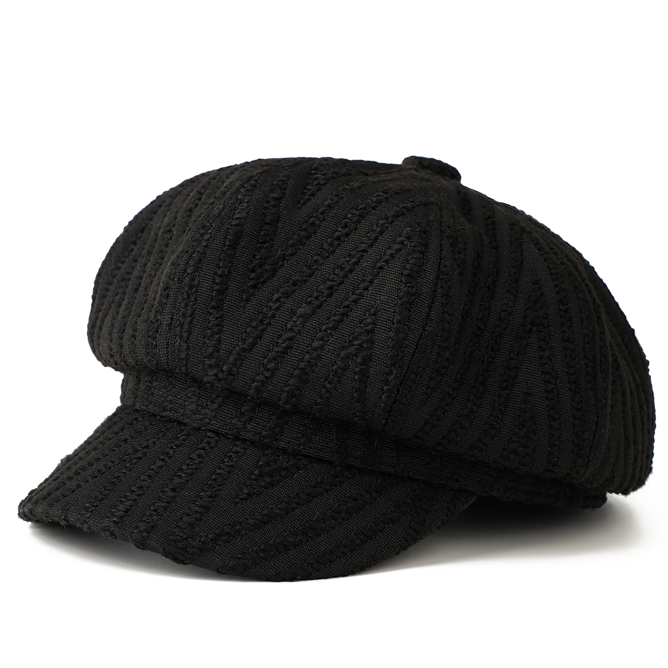 Striped bubble-sheer eight-pointed hat-top newsboy cap for both men and women, suitable for school commuting.